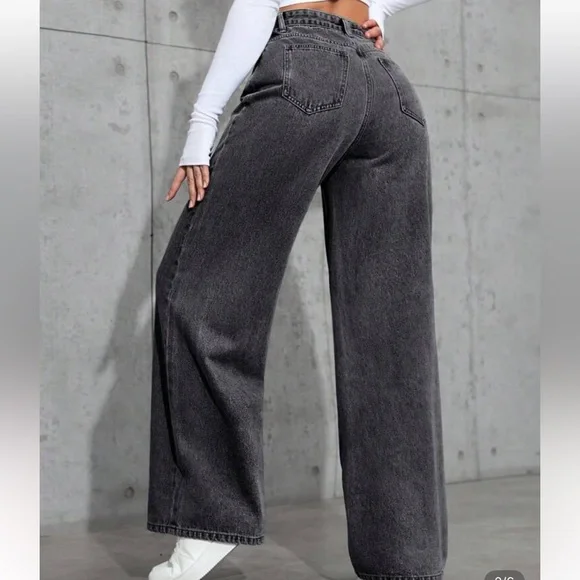 Casual Faded High Waist Wide Leg Jeans - Picture 2 of 6